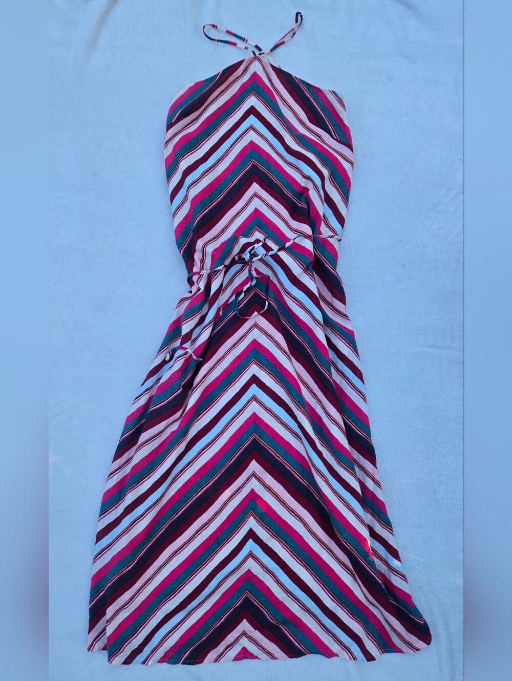 LOFT Striped Halter Maxi in Pink, Teal & White NWT Size SP